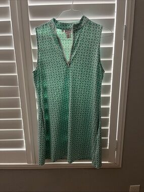 Sleeveless Mint Geo Print Shift Dress